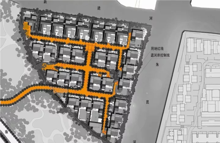 王字型路网造分化人流，保障入口私密性